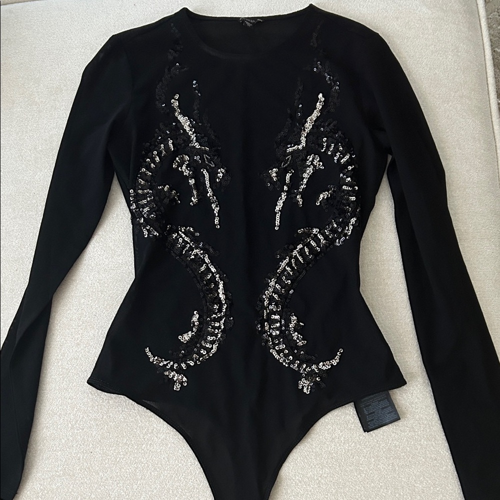Guess Black Sequin Bodysuit